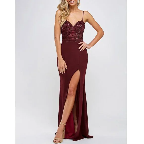 makeup look for sequin dress Wholesale FEATHERED OFF SHOULDER MAXI SEQUIN DRESS for your store